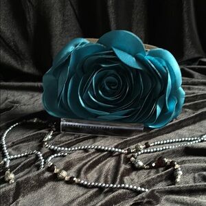 Elegant Teal Floral Clutch